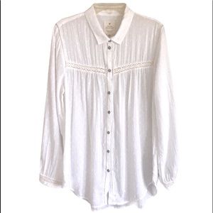 Vintage Boyfriend American Eagle  Top blouse size S white